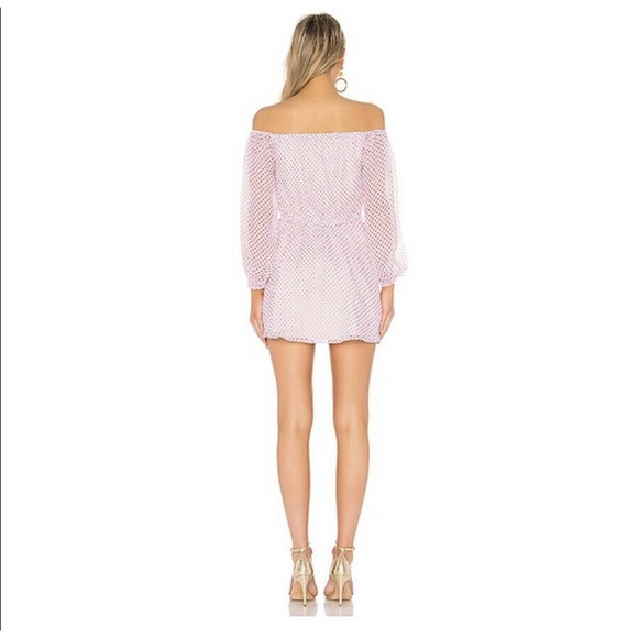 Lovers + Friends Small World Traveler Dress Pink Polka Dot Off Shoulder … - Picture 3 of 10